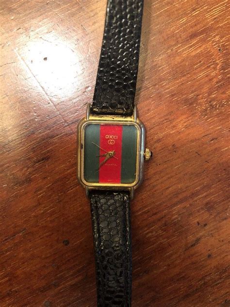 vintage gucci watch black leather band|gucci silicone watch replacement band.